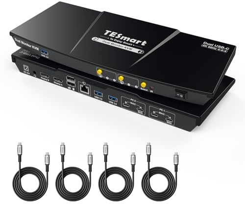 TESmart Switch KVM USB C MST 2 Monitor 2 PC Switch Dual Monitor 4K60Hz