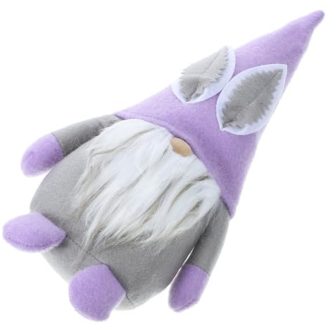 Milisten Poupée GNOME Lapin de Pâques Pourpre en Tissu Pelucheux | Poudre de Sable et Bois, Position Debout Stable, Décor Printanier pour Fête de Saison