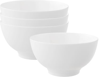 Villeroy & Boch Royal Salat-/ Servierschüsseln 4er Set, Spülmaschinenfest, Mikrowellensicher, Schüssel, Bowl, Schale, Salatschüssel, Premium Bone Porcelain, Weiß