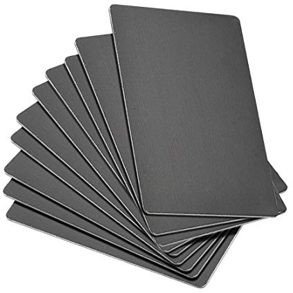 sourcing map Blanko-Visitenkarten, Metall, 66 x 45 x 1 mm, eloxiertes Aluminium, für Laserdruck, Gravur, Schwarz, 15 Stück