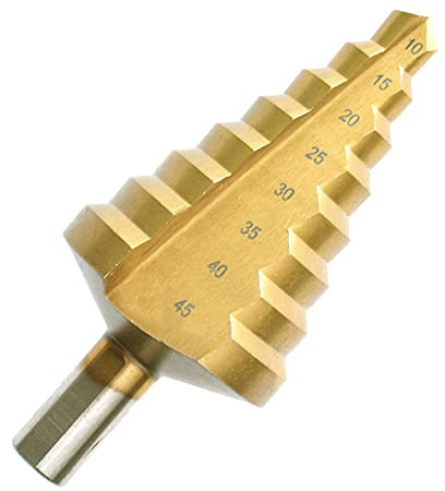 HSS Stufenbohrer 10/15/20/25/30/35/40/45 mm Titan Stufenbohrer 8 Schritte Konusbohrer Loch Nut Metall Holzschnitt Bohrwerkzeuge-10-45mm
