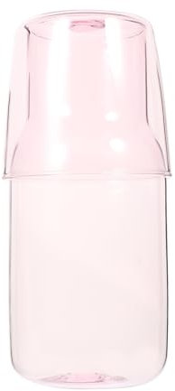 DOITOOL Bedside Carafe and Glass : Girls Night Water Carafe Tumbler Clear Drinking Bottle Juice Mug for Bedroom Nightstand Kitchen Bedroom or Bathroom - Pink