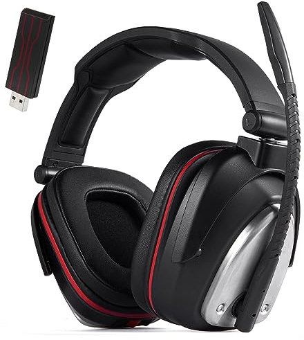 HUHD Wireless Gaming Headset Headphones for PS5 PS4 Nintendo Switch PC Computer - 2.4GHz USB Wireless Game Headset Headphones with Detachable Microphone Over Ear