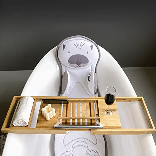 ACiyD Geformte Spa-Badewannen-Kissenmatte mit rutschfesten Saugnäpfen, weiches, atmungsaktives Kissen mit erweiterbarem Badewannen-Caddy-Tablett, unverwechselbares Geschenk (Color : Tray) (Tray)