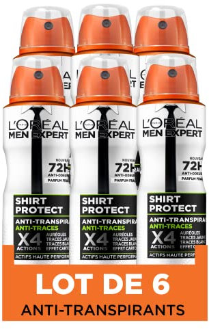 L'Oréal Men Expert Shirt Protect - Deodorante spray anti-impronte, 150 ml, confezione da 6