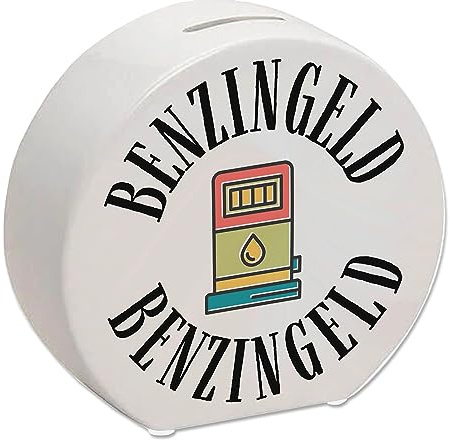 Benzingeld Spardose in weiß mit Tanksäule EIN originelles Sparschwein für Tankgeld als Benzinkasse und um der Inflation Sprit Geld Sparbüchse Kraftstoff tanken