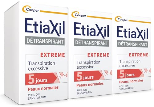 ETIAXIL - Déodorant Détranspirant - Traitement Transpiration Excessive - Aisselles - EXTREME Peaux Normales - Efficacité 5 jours - 15 ml - lot de 3