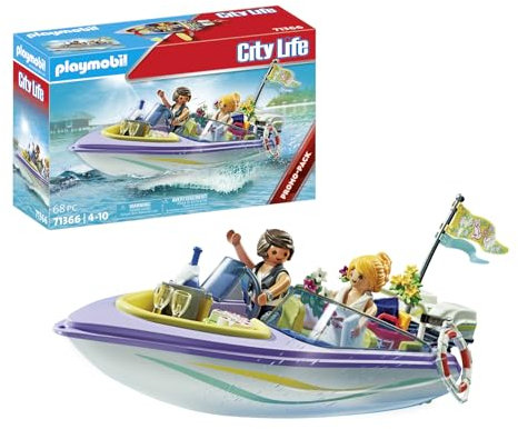 PLAYMOBIL City Life 71366 Promo Pack Hochzeitsreise, romantischer Ausflug mit dem Motorboot, gemeinsame Flitterwochen nach der Traumhochzeit, Spielzeug für Kinder ab 4 Jahren