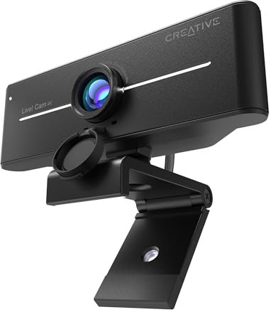 CREATIVE Live! Cam Sync 4K UHD USB Webcam mit Gegenlichtkompensation, bis 40 FPS, 95° Weitwinkelobjektiv, Sichtschutzobjektiv, integrierte Mikrofone, Plug & Play für PC und Mac