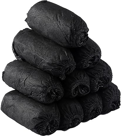 TAHUAON Disposable Boot & Shoe Covers 200 Pack (100 Pairs) Non-Slip, Durable, Indoor Protect Your Home, Floors and Shoes Black