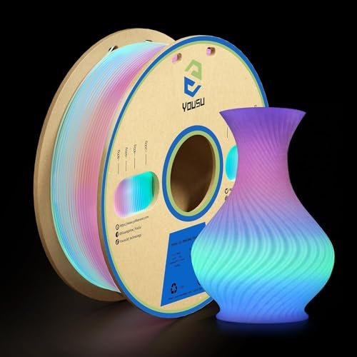 YOUSU Glow in the Dark PLA Filament 1.75mm, leuchtet im Dunkeln,Maßgenauigkeit 99% Wahrscheinlichkeit +/- 0,03 mm,3D Printer Filament for 3D Printers 1 kg (2.2 lbs),Regenbogen A