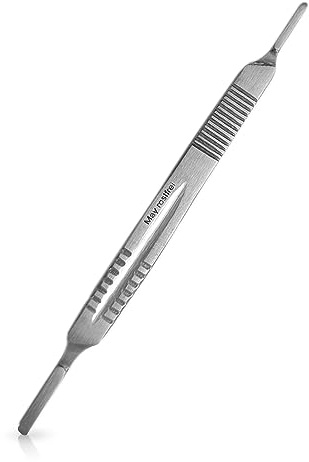 May Doppel-Skalpellhalter für Klingen Figur 3 & 4 Edelstahl 16 cm | Vielseitiges Kombi-Werkzeug für präzise Schnitte in der Podologie und im Modellbau