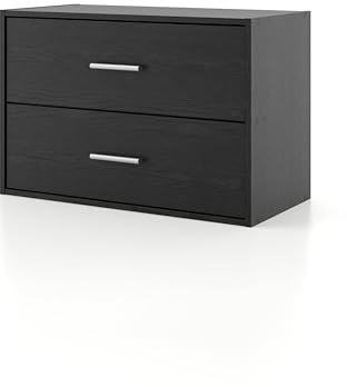 Homes: Inside + Out Apexa 2-Drawer Wooden Stackable Storage Drawers, Small Food Pantry Cabinet, Cajonera De Madera, Underbed Drawer Dorm Teen Room Decor & Bedroom, Home Office, Kitchen, Black