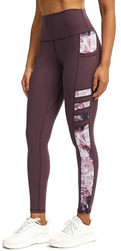 Tuspryt Sport Leggings Damen mit Taschen，Blickdicht Sporthose Damen lang Trainingshose Yogahose Fitnesshose Laufhose Leggings