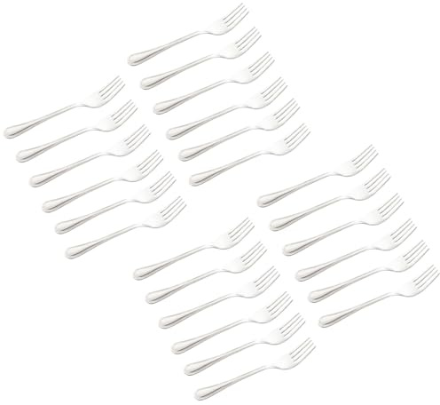 Tradineur - Pack de 24 Tenedores de Mesa de Acero Inoxidable, Cubiertos clásicos para Carne, Aptos para lavavajillas - 19,4 cm
