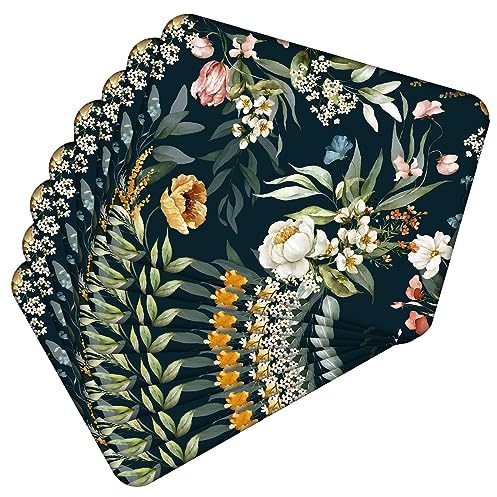 MG Design Set aus 8 Kork-Platzsets – Flowers 1 – 30 x 40 cm – hitzebeständig & abwischbar, mit Korkrückseite
