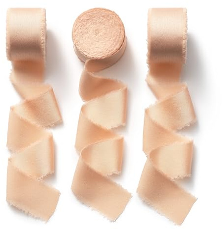 CHUQING Satinband Geschenkband Breit Schleifenband Hochzeit für Geschenke Apricot