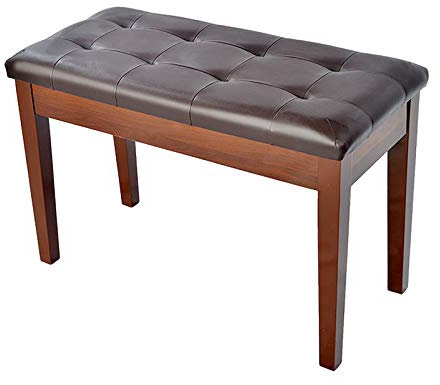 ASumPio Klavierhocker, Doppelter Klavierhocker Aus Holz, Keyboardbank Mit Ablagefach, Stabile Holzbeine, Weiches Pu-Lederkissen,Walnut Brown