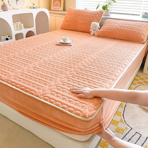 Luxuriöses Spannbetttuch aus gebürstetem Baumwollflanell, 48 x 74 cm, weiches Fleece, Wintersamt, warm, kuscheliges Bettlaken, Frottee-Bettlaken mit Biber-Fleece, Boxspringbett unverzichtbar