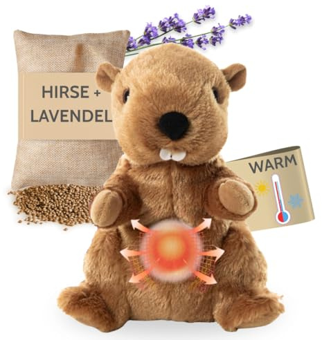 Habibi Cuscino termico/peluche per bambini e adulti - Imbottitura in miglio - Cuscino termico in morbido tessuto di castoro per riscaldamento in microonde/forno, ideale anche per i capelli di neonati