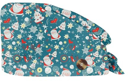 Generisch Weihnachte Druck Op haube Verstellbar Knopf Haube Stoff Unisex Staubhauben Kappe Kopfhauben Bandana 2024 Mode Lang Kurz Haar Schneemann Kopfhauben Schönheit Arbeitskappe Headwear Turban Cap