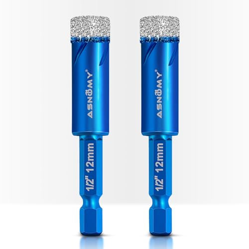 ASNOMY 2Pcs 12mm Forets Mèches Diamant pour carrelage, 12mm Meche Carrelage pour porcelaine, céramique, verre, pierres et plus encore