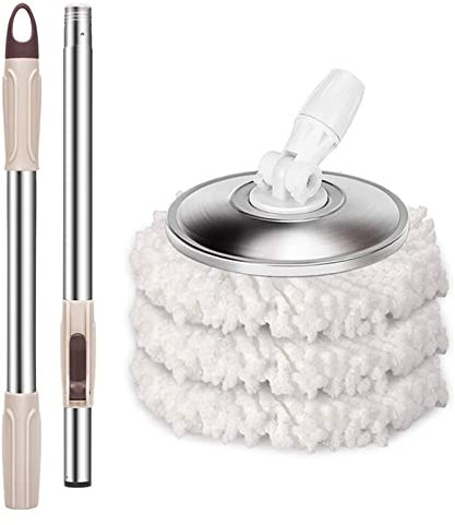 Mopa de limpieza triangular giratoria de 360 grados con cabezales giratorios ajustables en húmedo y seco, color beige (paquete de 2)