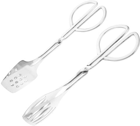 SOLUSTRE Salatzange Edelstahl Lebensmittelclip Scherenform Für Brot Steak Obst Servieren Grill Mit Ergonomischem Griff Für Bar Restaurant Küche