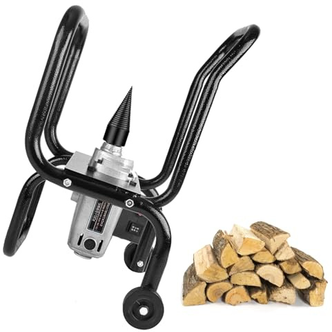 AXGCAA Cortadora de Leña Eléctrica, Herramienta Automática para Cortar Leña de 1800W con Ruedas de Transporte y Marco Protector, Cortadora de Leña Portátil, Rotación hacia Adelante y hacia Atrás