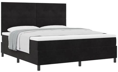 vidaXL Cama Box Spring con colchón de Terciopelo Negro 180 x 200 cm, una solución Elegante para Dormir en tu Cuarto. Tiene muelles en Bolsa Que ofrecen Comodidad y relajación. Es Moderna, Ajustable,