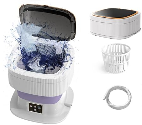 UUE Mini Waschmaschine, 11,5L Mobile Waschautomat, Portable Mini Waschmaschine, Faltbare Washing Machine, 36W Kleine Klappwaschmaschine mit Ablaufkorb und Ablaufrohr für Babykleidung Unterwäsche Reise