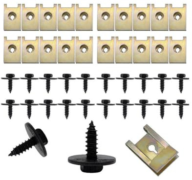 20 Sets Screw Nut Clip Kit, Underbody Underrun Protection Screw U Type Screws, Car Underbody Screws for Wheel Arch Cover, Underbody Fender Suitable for Volkgswagon Audi