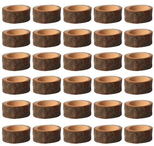 WIYETY 30 Stück Teelichthalter Holz, Kerzenhalter aus Holz Votivkerzenhalter, Kerzenhalter Holz Rund, Vintage-Teelichthalter für Heimdekoration, Geburtstage Halloween, Hochzeiten, Weihnachten