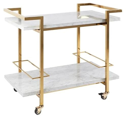 EXKURPOO barvagn svart och guld marmor topp vagn metall bar vagn rektangulär form för servering