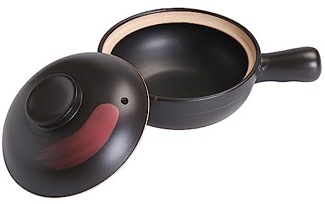 HIAKDOFT Pentola in Argilla per Zuppa Casseruola Resistente Temperature Cottura Uniforme e Antiscivolo per Brasati e Zuppe in Cucina Domestica Design Compatto con Manico Capacità per