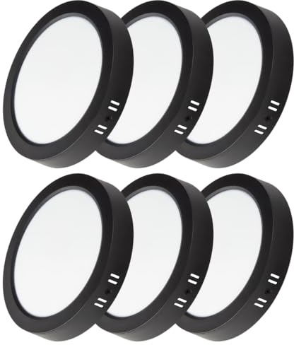 LUXULA 6 Stück LED Aufbauspot flach Schwarz Ø170x34mm, 12W 1200lm, IP44 | IP44 Aufputz Spot, CCT 3000K 4000K 6000K einstellbar, Deckenlampe Aufbauleuchte für Bad, Küche, Flur und Wohnzimmer