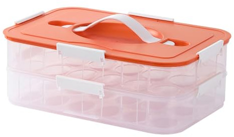 Contenedores para huevos rellenos con tapa, soporte para huevos rellenos de 2 niveles y 36 ranuras con cierre a presión, bandeja reutilizable apilable para almacenamiento en el frigorífico y uso po