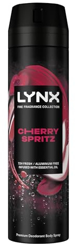 Lynx Fine Fragrance Collection Cherry Spritz Premium Body Spray Men's Deodorant infused with a cherry, red apple & amber scent for 72 hours of freshness 200 ml