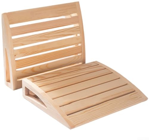 Appuie-tête de sauna rustique en bois avec lignes épurées et géométrie fonctionnelle pour compléter les intérieurs de sauna modernes et nordiques (A)
