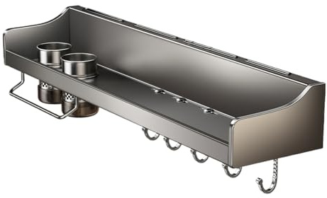 Porte Couteau – Support Coutteaux Cuisine | Rangement Coutaux Mural | Sans Perçage pour Couteaux de Chef Ciseaux Gain de Place Design Moderne Acier Inoxydable Argenté Organisateur Plan de Travail