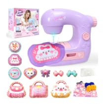 FOTSHARER Purple Mini Sewing Machine with Cloths Cotton Arts Craft, DIY Sewing Kit Arts & Crafts Tool for Adult