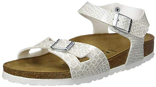 Birkenstock Rio - Sandali con chiusura sul retro Bambina, Bianco (Noir Magic Snake White Noir White), 24 EU