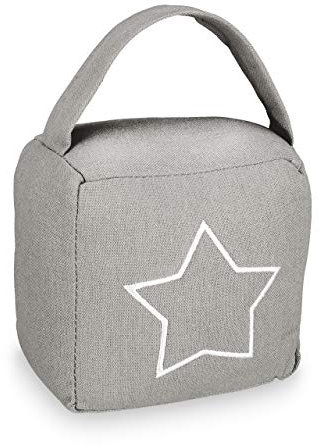 Relaxdays Türstopper Sack, moderner Türsack in Vintage Design, Boden, Stofftürstopper mit Griff, 18,5 x 14 x 10 cm, grau