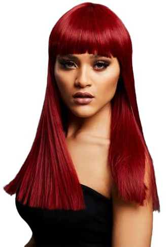 Fever Alexia Wig True Blend Ruby Red Long Blunt Cut With Fringe 48cm