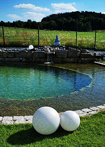 Trango 2er Set IP65 Granitstein-Optik Gartenkugel 3400G Kugelleuchte in 30 & 40cm Ø mit je 5 Meter Kabel & E27 Fassung Kugellampe, Gartenleuchte, Außenleuchte, Außenlampe ohne Leuchtmittel