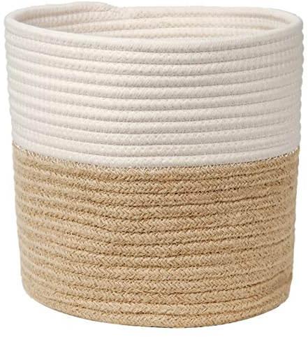 Briful 25CMx25CM Gewebter Baumwollseil Pflanzkorb Blumentopf Geflochten Übertopf Korb für Pflanzgefäße, kleine Pflanzen, Blumentopf, Kunsthandwerk, Spielzeug, Home Décor