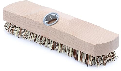 Agrarflora Schrubber 22cm - natürliche Union Borsten - Bodenschrubber mit Gewinde und Stielloch - Scheuerbürste aus Buchenholz - Schrubberbürste für Haushalt, Garten und Terrasse