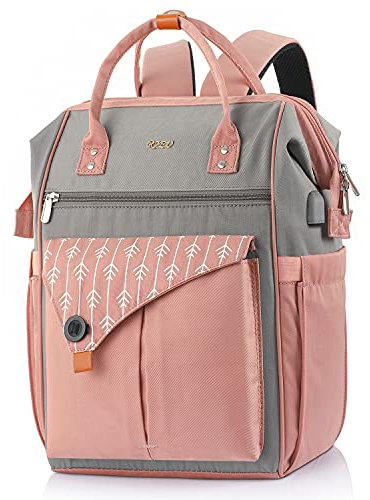 RJEU Damen-Rucksack, Laptop-Rucksack, 39,6 cm (15,6 Zoll), mit USB-Ladeanschluss, wasserdicht, für Damen, Muttertag