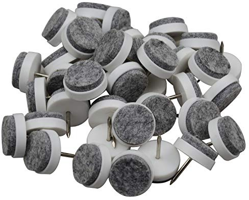 Gutapo Feltrini rotondi resistenti con chiodi, per mobili, sedie, tavoli, gambe, piedini protettivi per pavimenti, scivolano senza intoppi (bianco, 28 mm (40 pezzi)