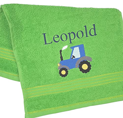 Handtuch, bestickt, mit Name, Traktor, personalisiert, babyhandtuch, geschenk, zur geburt, kinderhandtuch, gästehandtuch, kinder, baby,